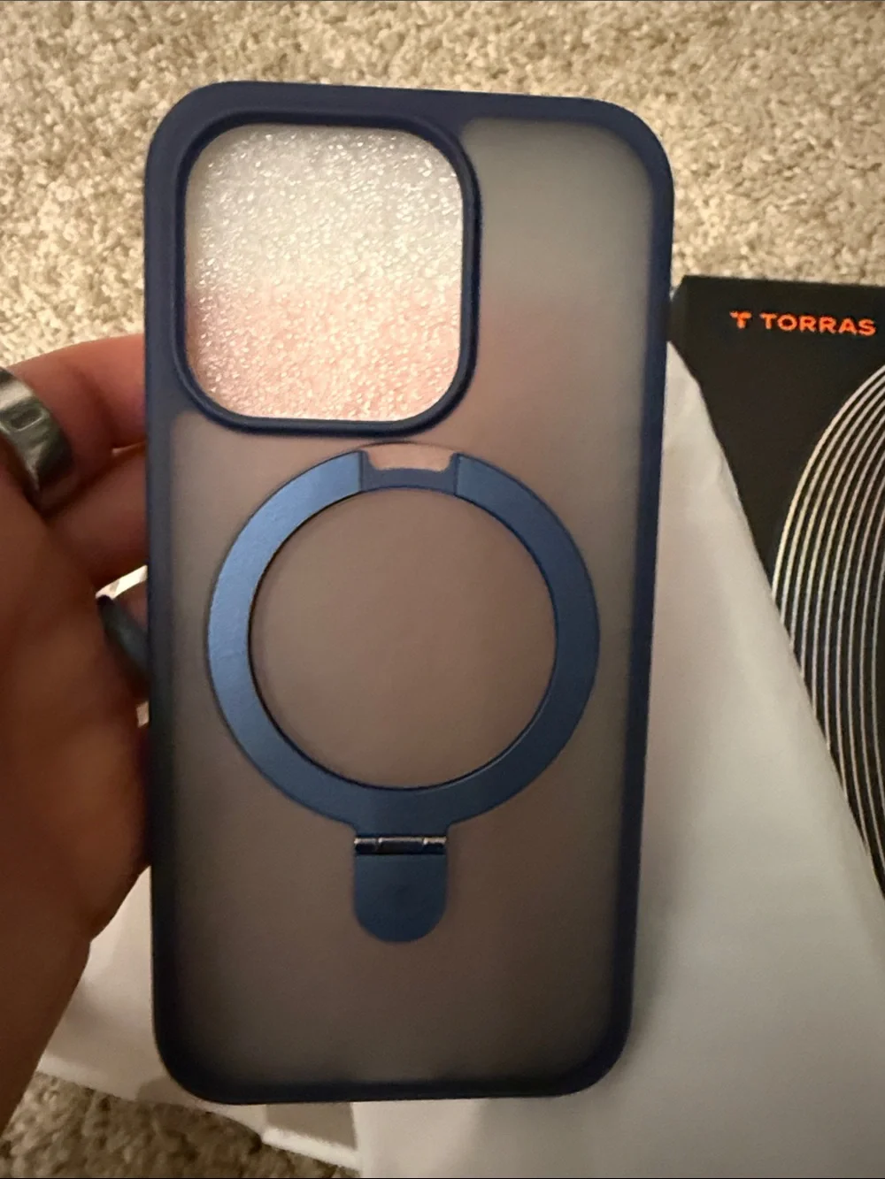Torras UPRO Phone Case in Blue - Stand-Enabled Protective Cover iPhone 15 pro